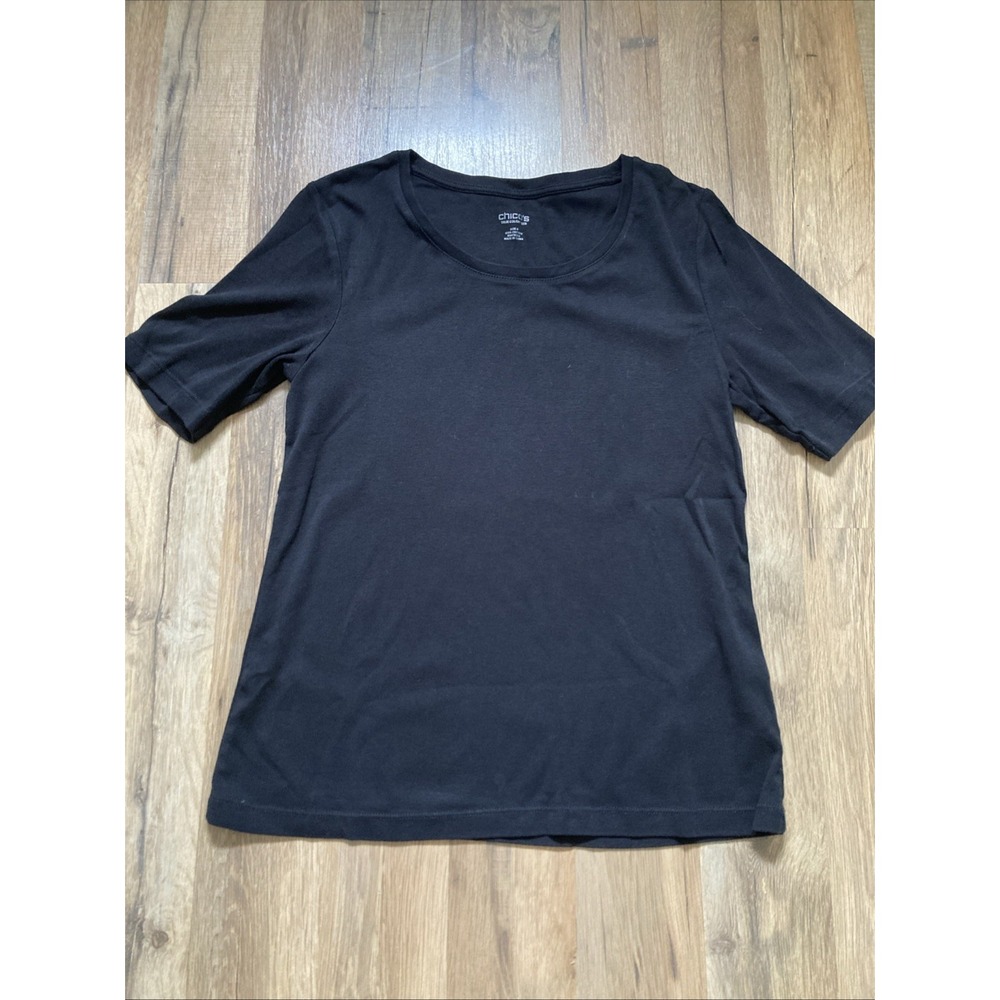Chico's Size 0 Small True Color Tees Tee Shirt Women's Black Basic Tee